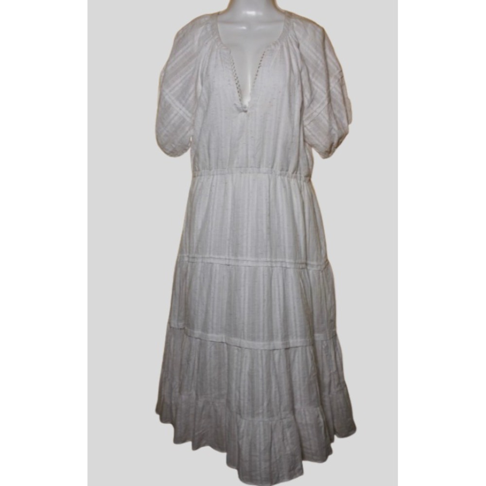 Betsey Johnson Spectator White Confetti Maxi Dress Breathable Cotton Lined SZ Lg - Picture 2 of 8